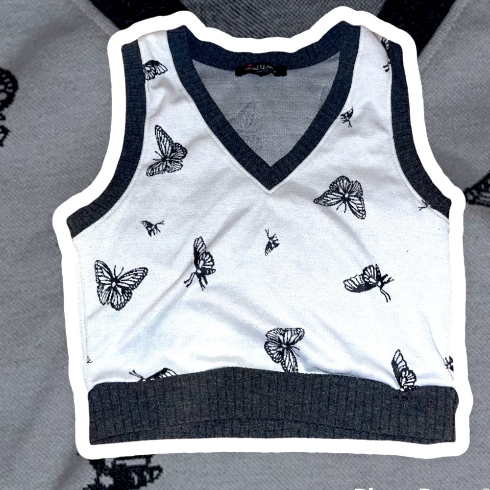 All-Over Butterfly Vest: Clueless Vibes, Uniform-Style Vest with Butterflies